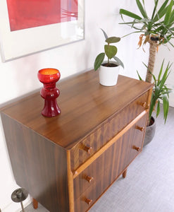 Mid century Uniflex vintage Walnut Chest of drawers Retro Furniture - teakyfinders