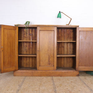Antique Victorian Large Stripped Pine School Cupboard With Shelves - teakyfinders