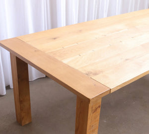Exceptional Plank Top Solid Light Oak French Farmhouse Refectory Table Modern 7f - teakyfinders