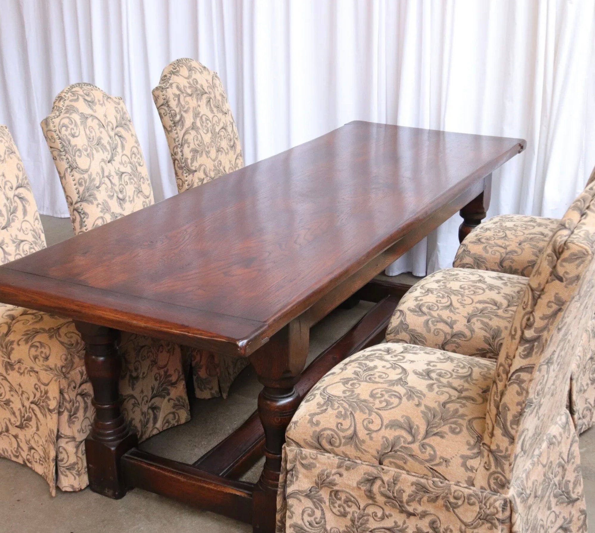 Rustic Vintage Oak Dining Table / Jacobean Style / Solid Refectory Plank Long - teakyfinders