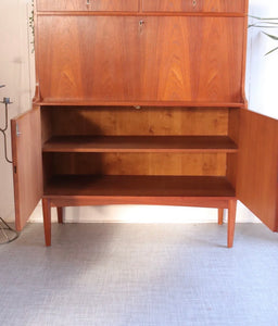 MidCentury Teak Danish Desk Bureau Secretaire H.p. Hansen Drinks Cabinet Storage - teakyfinders