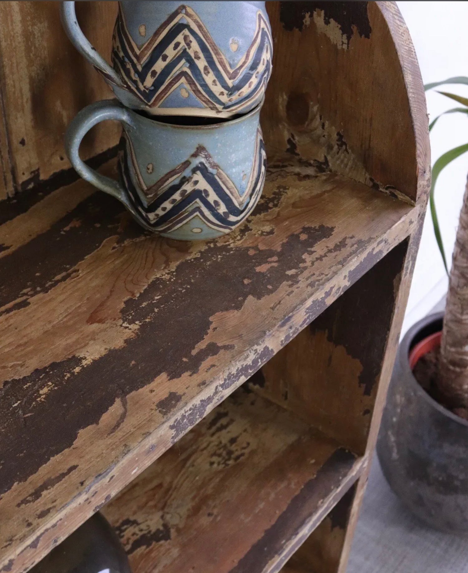 Antique Rustic Freestanding Old Stripped Pine Book Shelf Display Shelves - teakyfinders