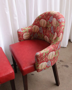 Pair Of Accent Chairs With Vintage William Morris Style Fabric Great Quality - teakyfinders