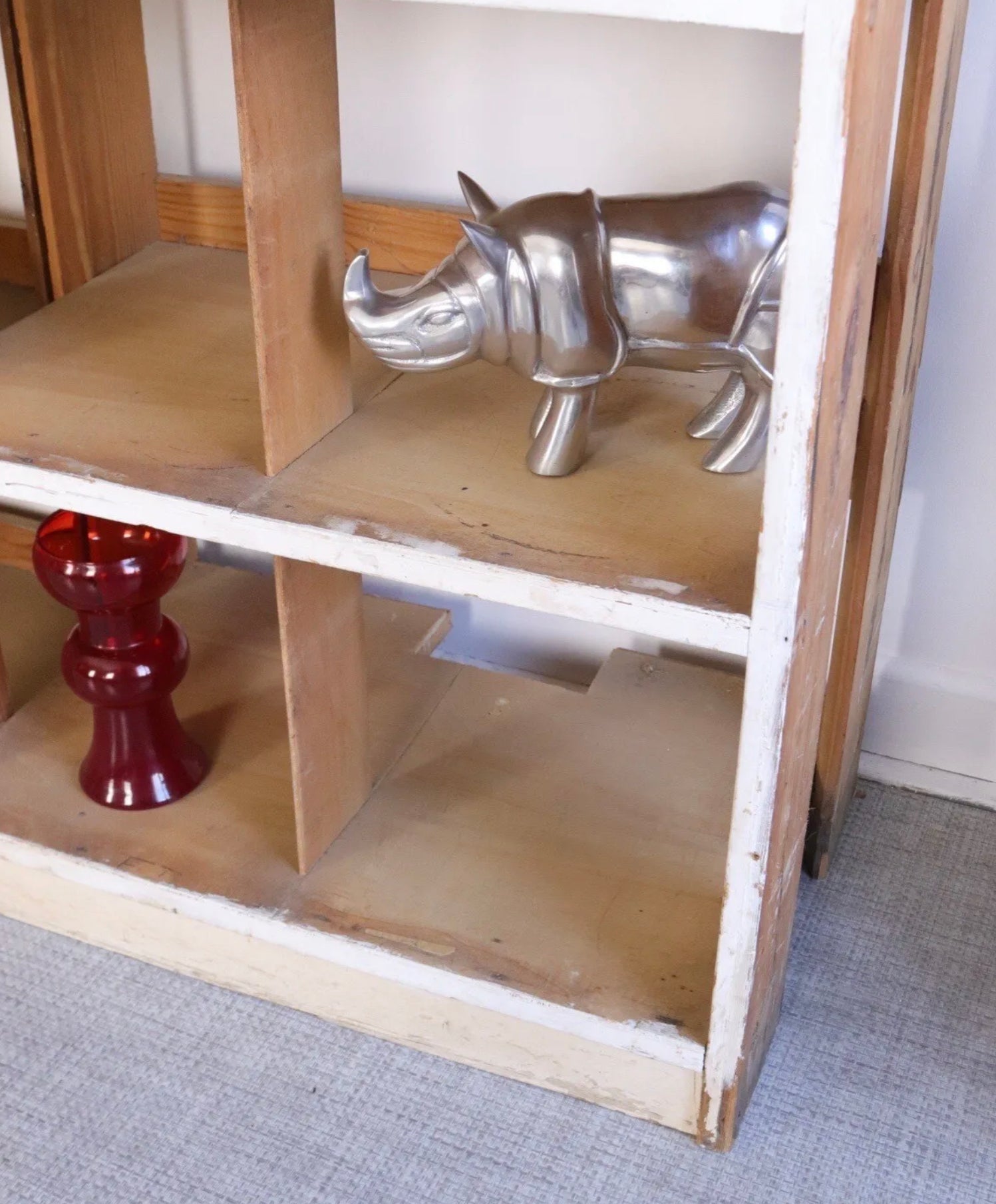 Rustic Floor Standing Bookcase Pair Pigeon Hole Storage Old Shop Display - teakyfinders