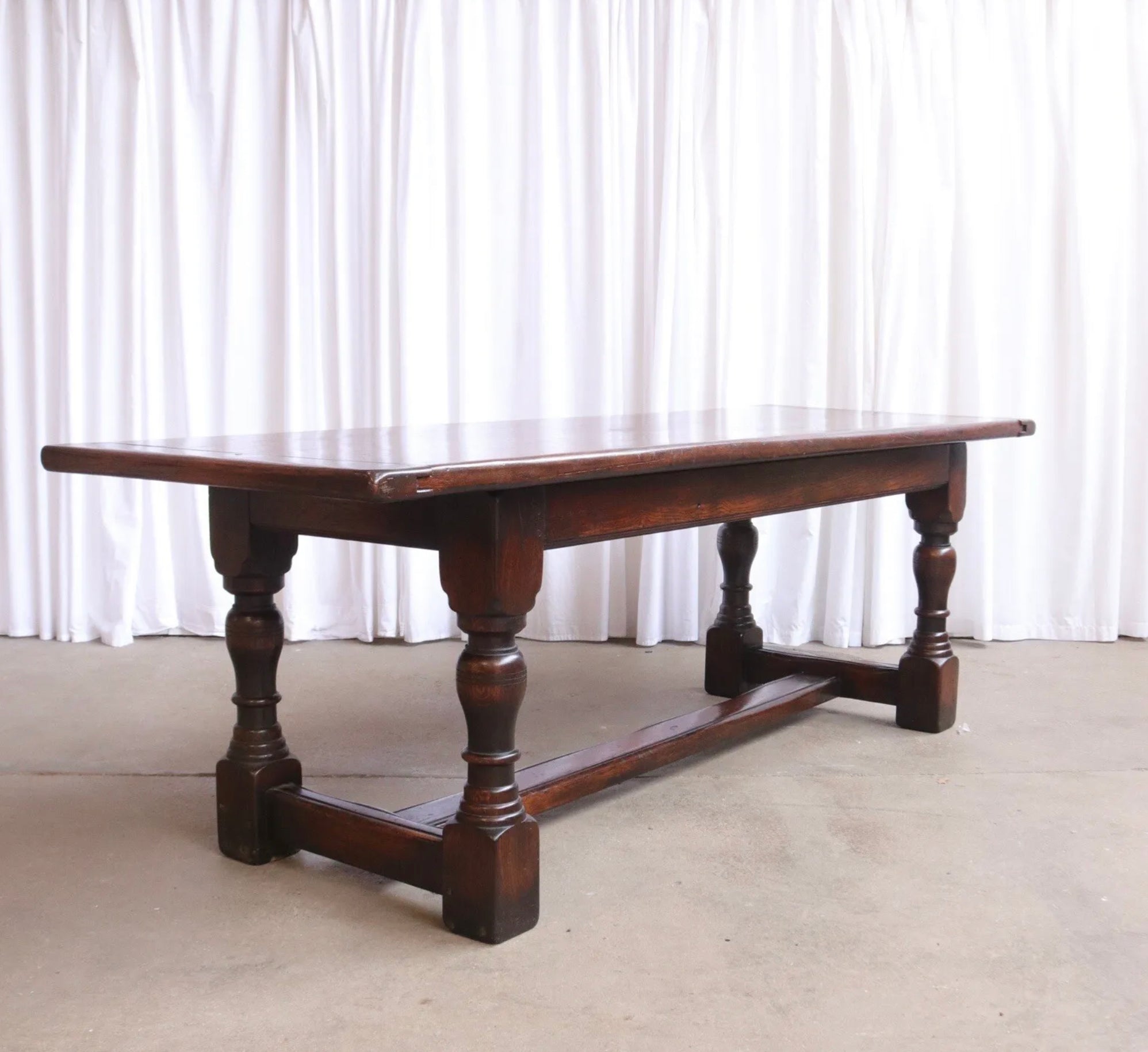 Rustic Vintage Oak Dining Table / Jacobean Style / Solid Refectory Plank Long - teakyfinders