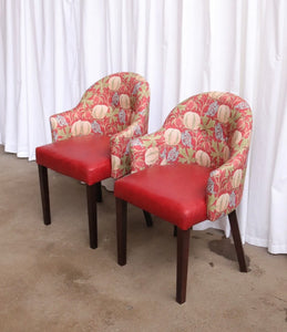 Pair Of Accent Chairs With Vintage William Morris Style Fabric Great Quality - teakyfinders