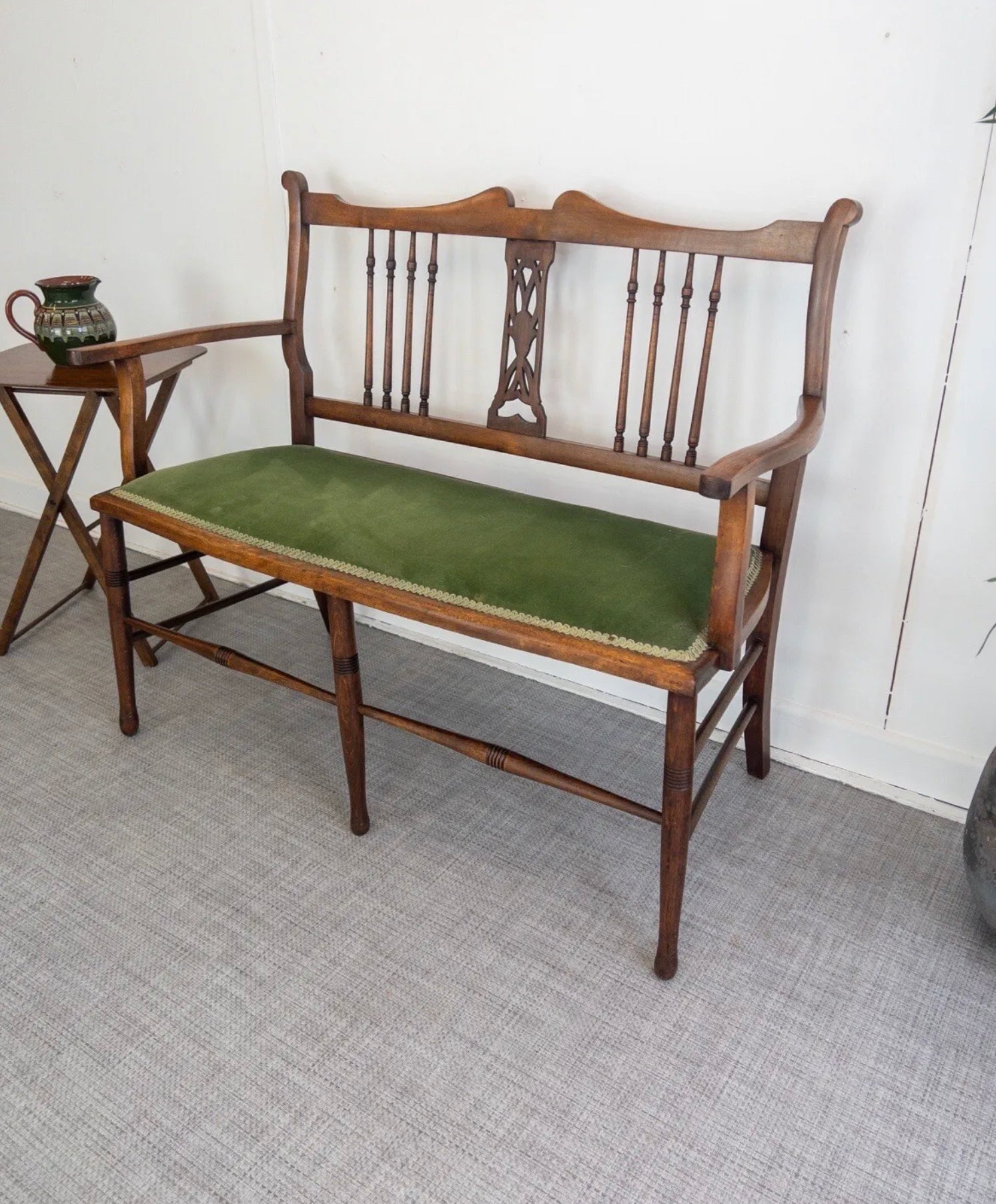 Edwardian Antique Parlour Sofa / Settle Mahogany 2 Seater - teakyfinders