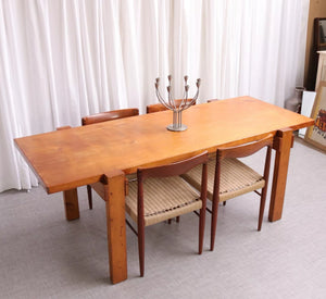 6231 Mid Century Chunky Rectangular Dining Table Pine Mid Century Modern Brutalist - teakyfinders