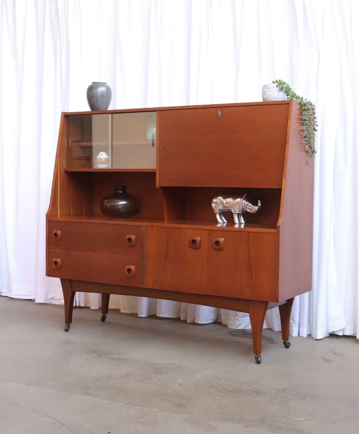 Mid Century Teak Highboard Sideboard By Portwood Furniture Retro Vintage - teakyfinders