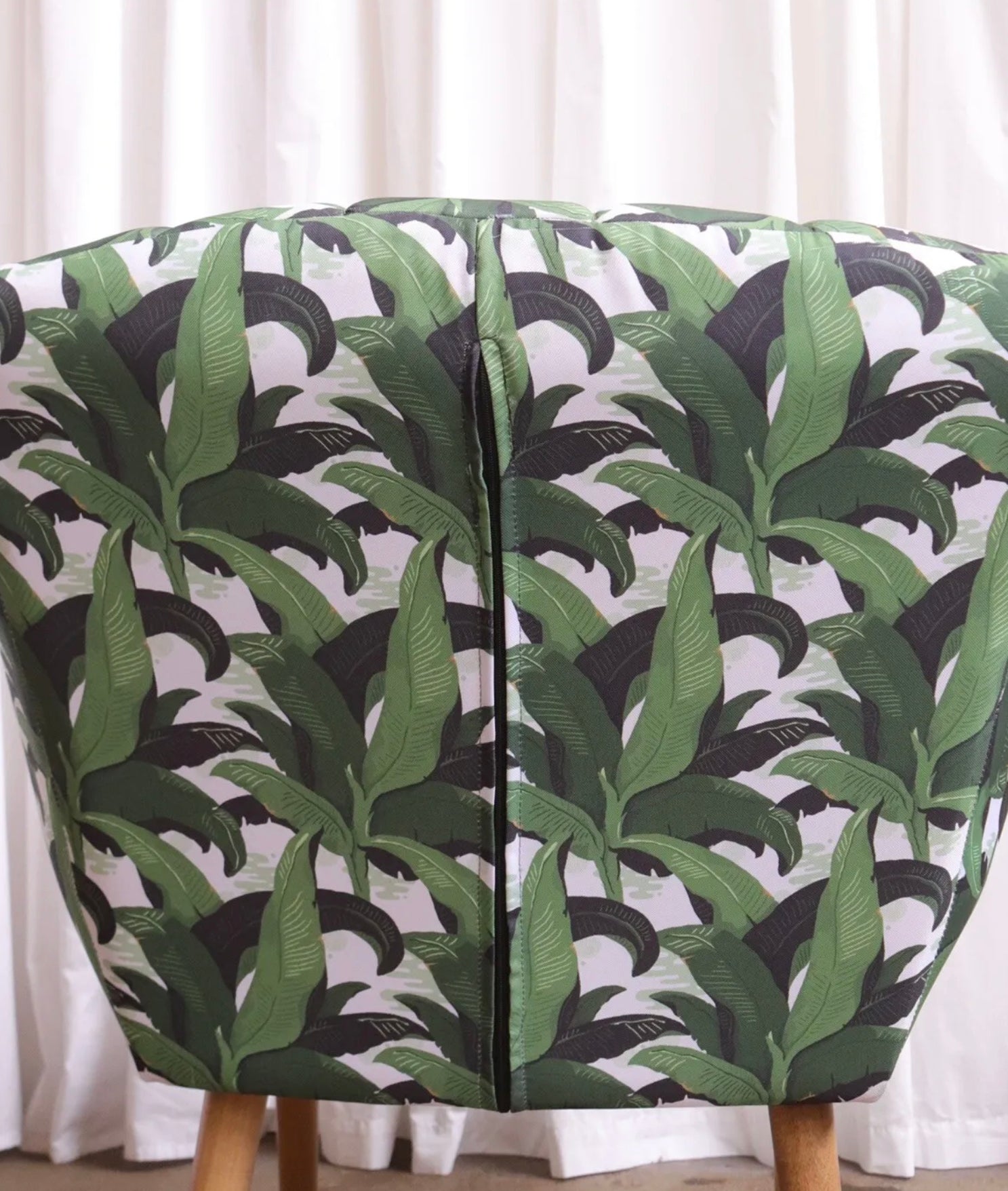 Retro Style Leaf Jungle Print Armchair Cocktail Chair Accent Mcm - teakyfinders