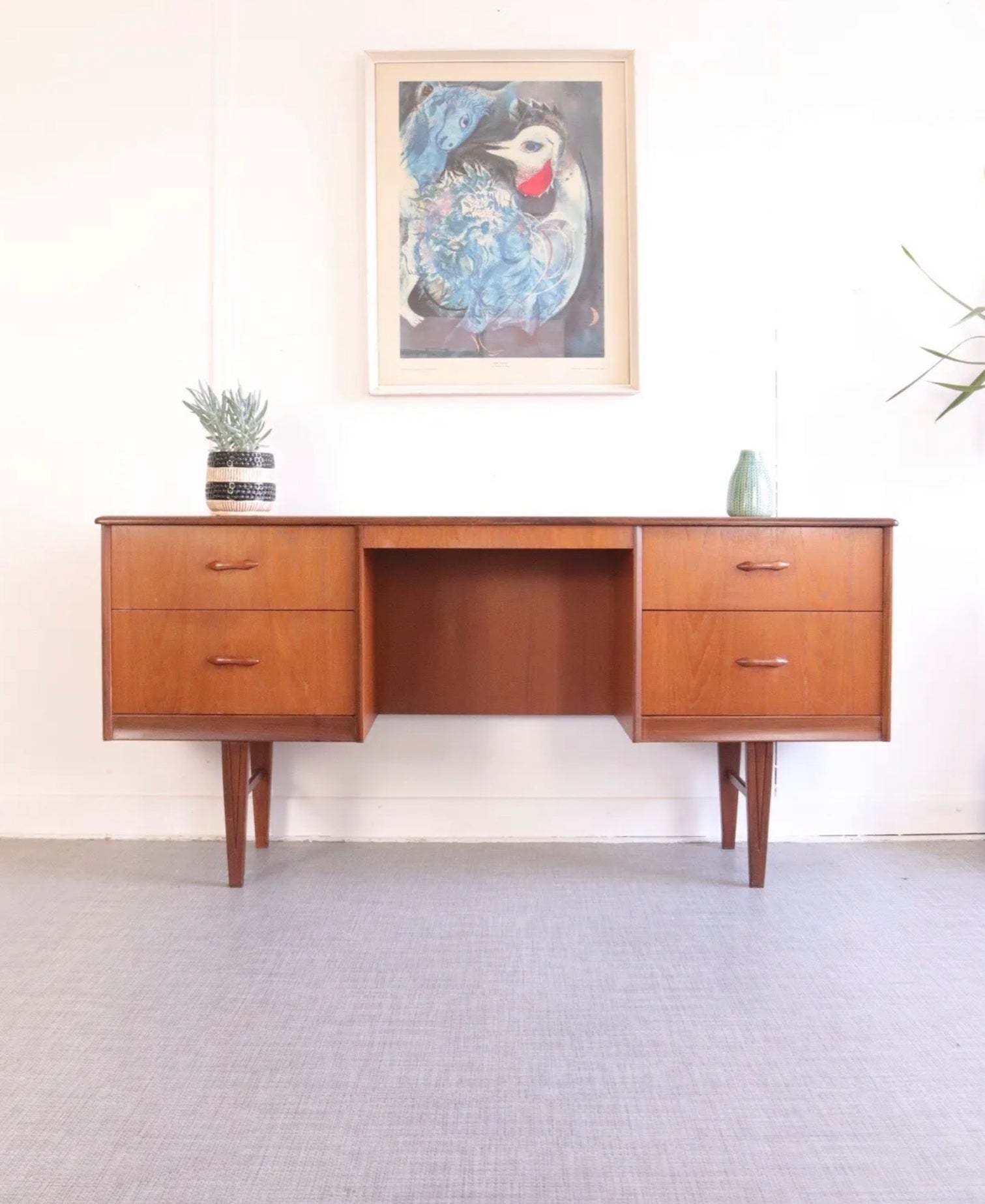 Homeworthy Mid Century Teak Vintage Desk /Home Office Retro Danish Style - teakyfinders