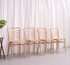 6199 Set of 4 Solid Beech Mid Century Bistro Dining Chairs Sleek Design - teakyfinders