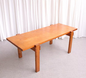 6231 Mid Century Chunky Rectangular Dining Table Pine Mid Century Modern Brutalist - teakyfinders