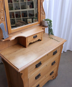 Antique Vintage Satinwood Walnut Vanity chest of Drawers - Dressing Table - teakyfinders