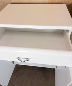 Vintage Style Pair of Bedside Tables with Drawers - High Gloss White - teakyfinders