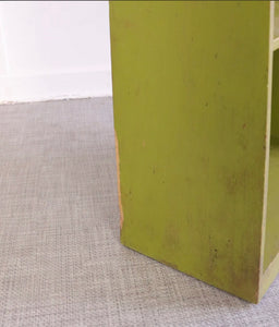 Vintage Rustic Floor Standing Bookcase  Display Book Shelf Plywood Painted Green - teakyfinders