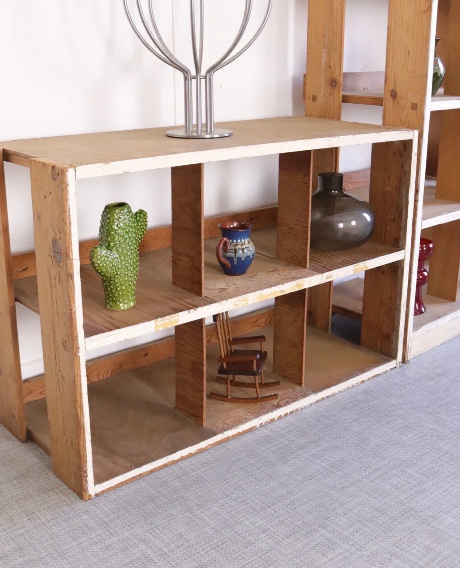 Rustic Floor Standing Bookcase Pair Pigeon Hole Storage Old Shop Display - teakyfinders