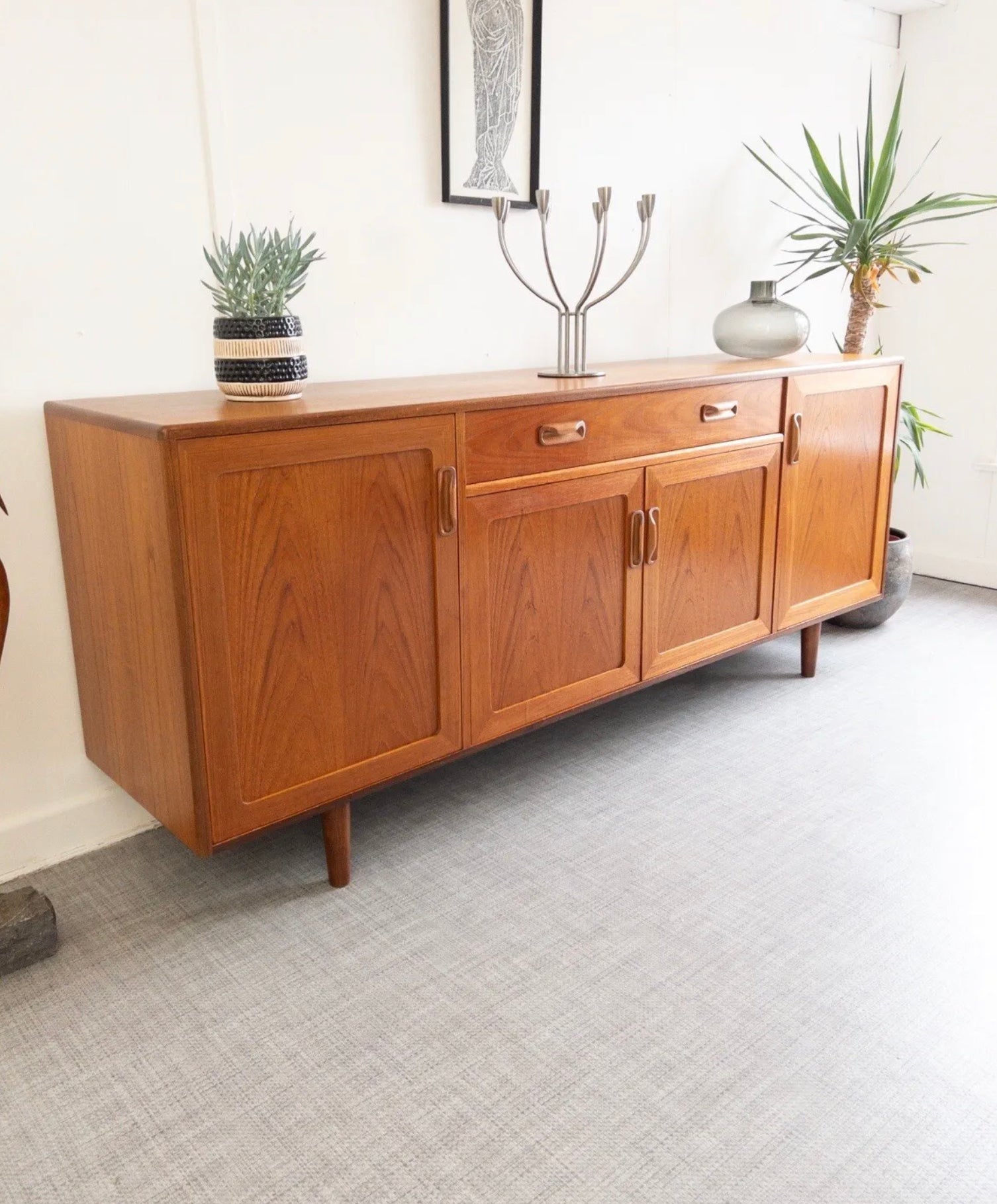 Mid Century Long G Plan Fresco Teak Sideboard Vintage Restored Condition - teakyfinders