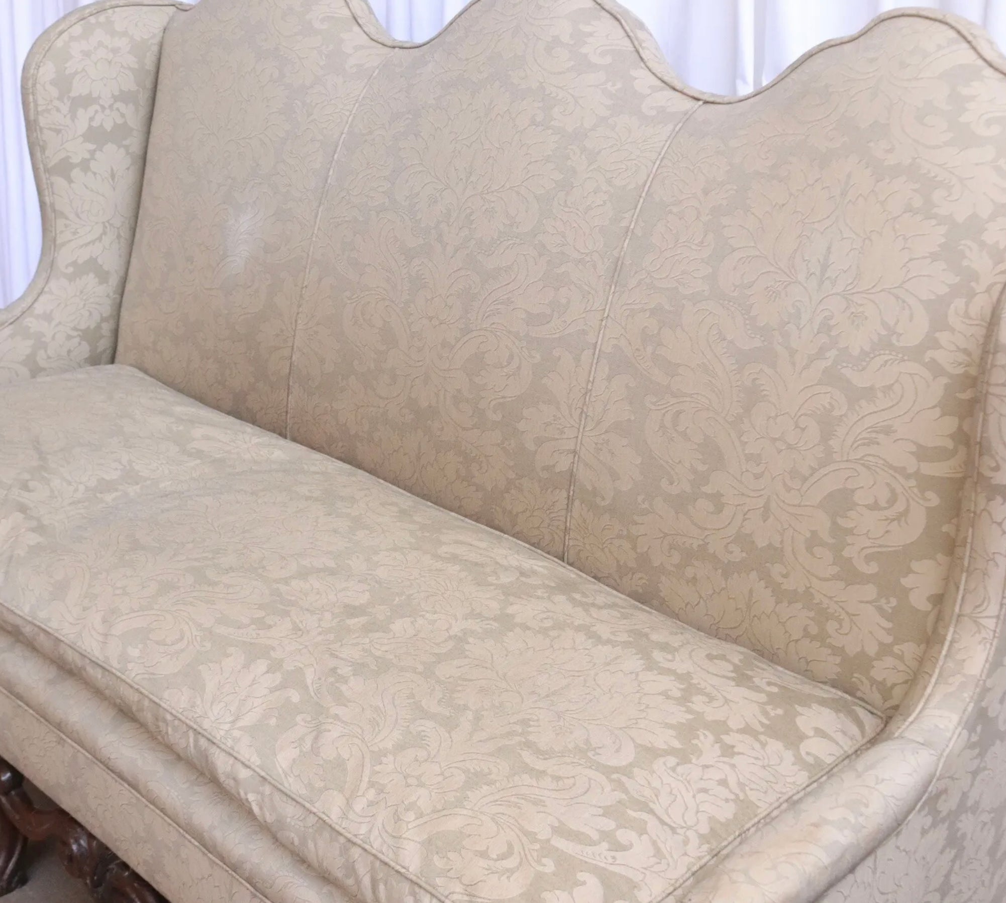 Rare 19TH Century Hand  Carver Camel Hump Back Sofa Antique Country Furniture - teakyfinders
