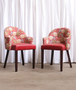 Pair Of Accent Chairs With Vintage William Morris Style Fabric Great Quality - teakyfinders