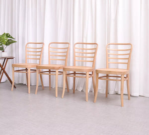 6199 Set of 4 Solid Beech Mid Century Bistro Dining Chairs Sleek Design - teakyfinders