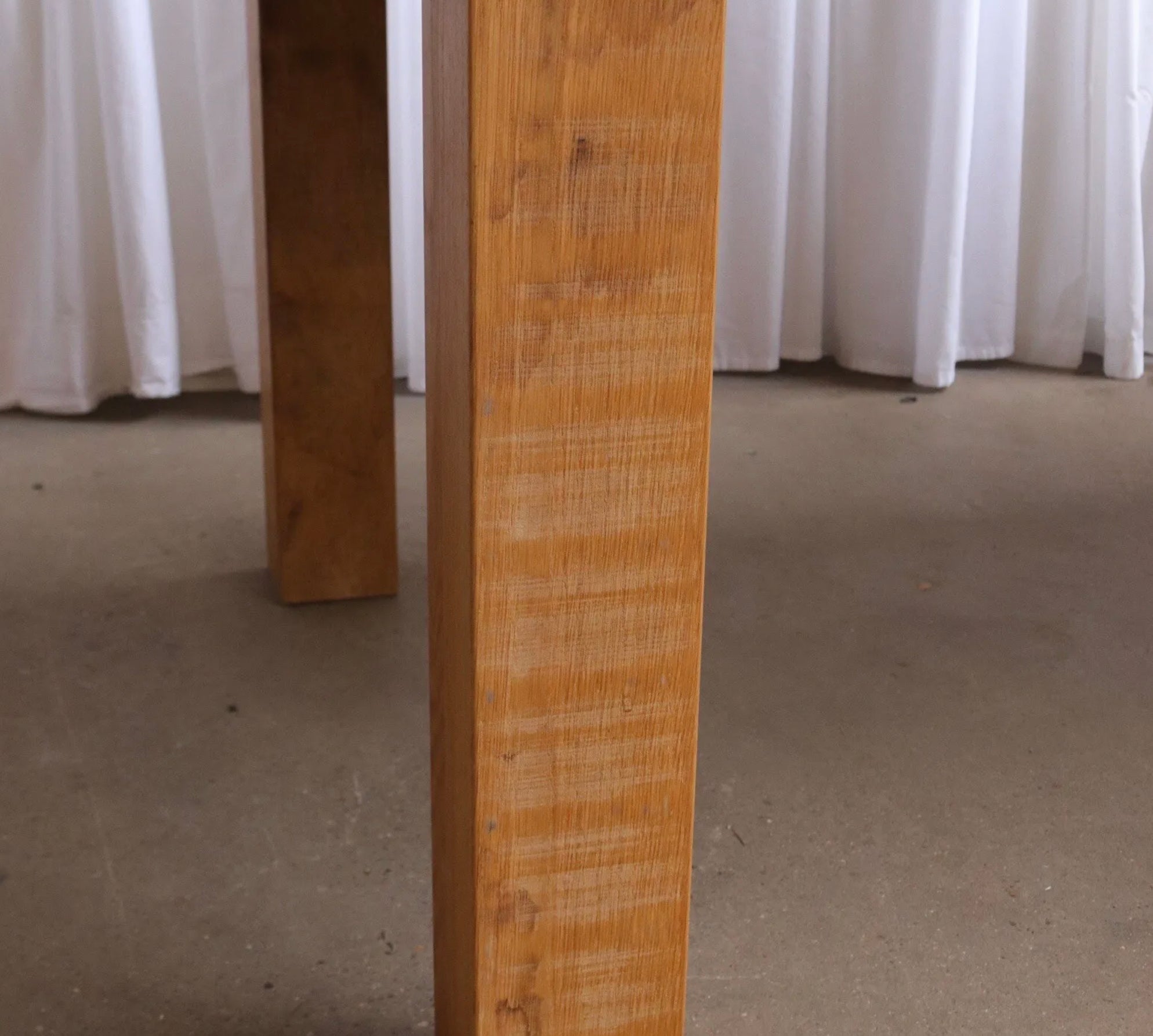 Exceptional Plank Top Solid Light Oak French Farmhouse Refectory Table Modern 7f - teakyfinders