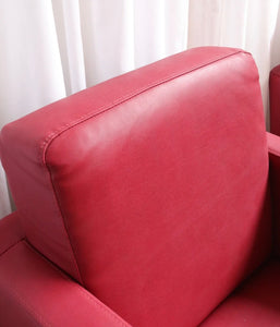 Pair Modern Cocktail Arm Chairs In Red Vinyl And Beech Stunning Quality - teakyfinders