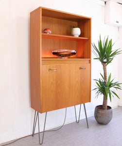 G Plan Teak Bookcase/Drop Leaf Drinks Cabinet Hairpin Legs - teakyfinders