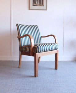 Vintage 1940s PARKER KNOLL Oak bentwood deco armchair lounge chair - teakyfinders