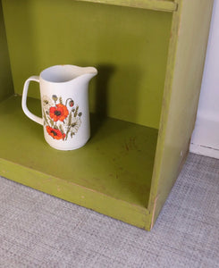 Vintage Rustic Floor Standing Bookcase  Display Book Shelf Plywood Painted Green - teakyfinders