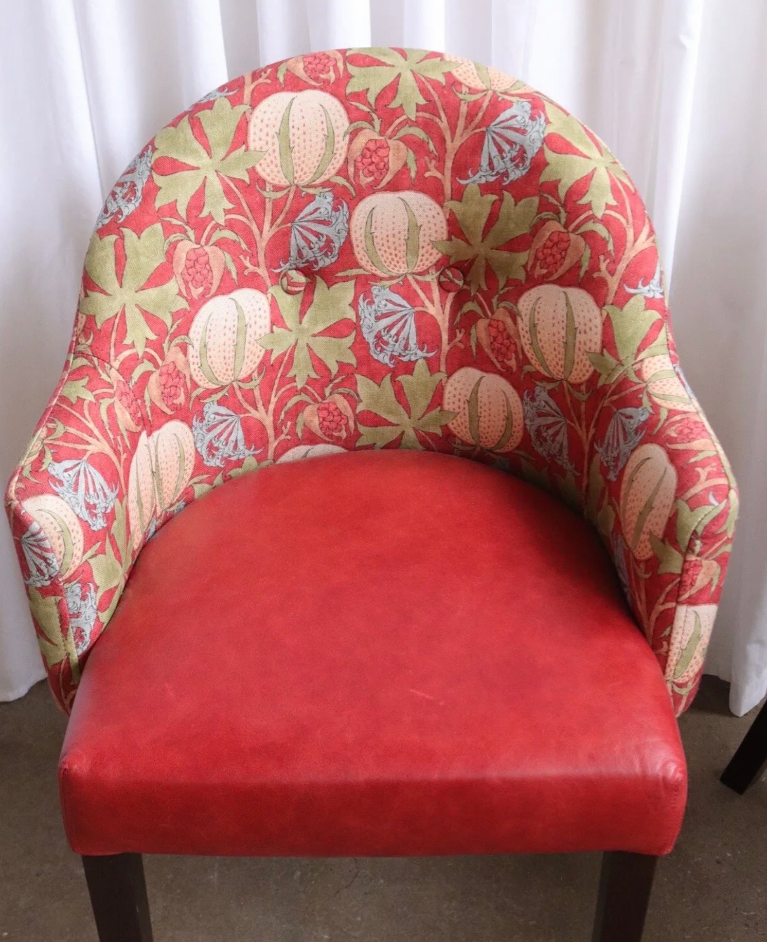 Pair Of Accent Chairs With Vintage William Morris Style Fabric Great Quality - teakyfinders