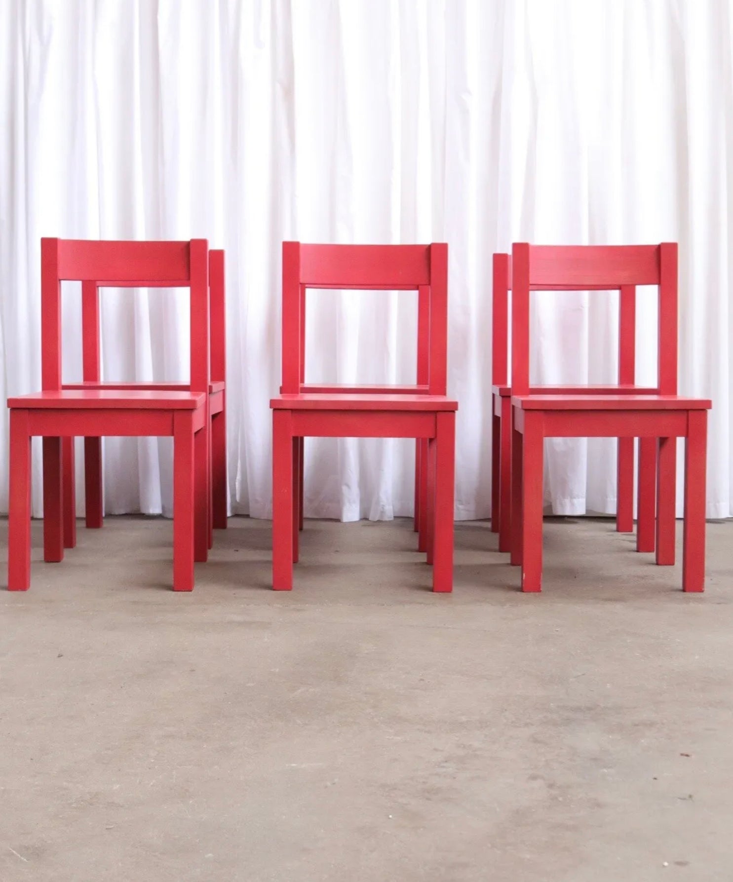 Modern Solid Oak Red Dining Chairs Set Of 6 - teakyfinders