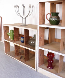 Rustic Floor Standing Bookcase Pair Pigeon Hole Storage Old Shop Display - teakyfinders