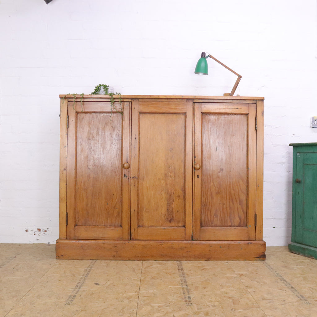 Antique Victorian Large Stripped Pine School Cupboard With Shelves - teakyfinders