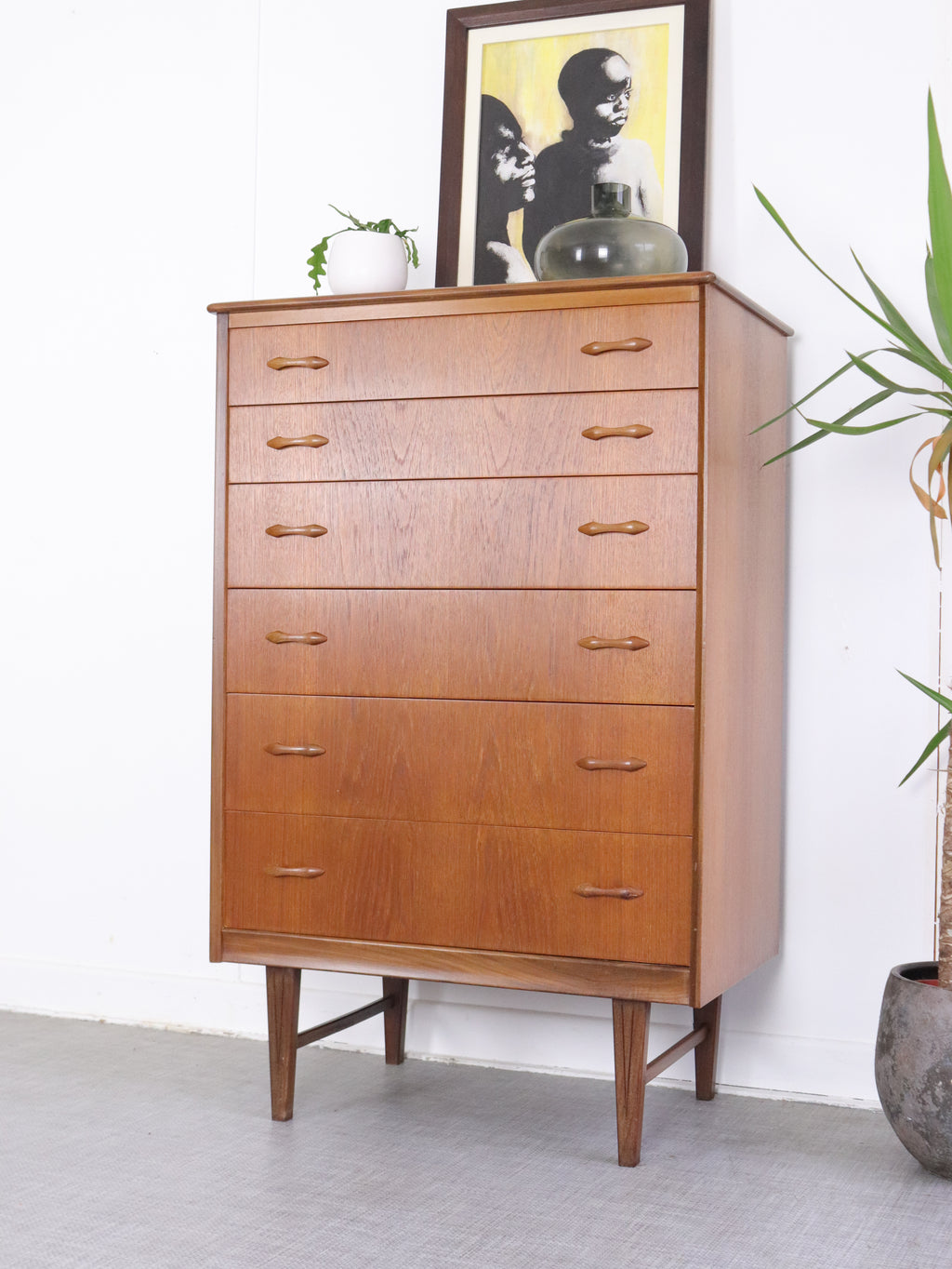 Homeworthy Teak Tall Boy Chest of Drawers - teakyfinders