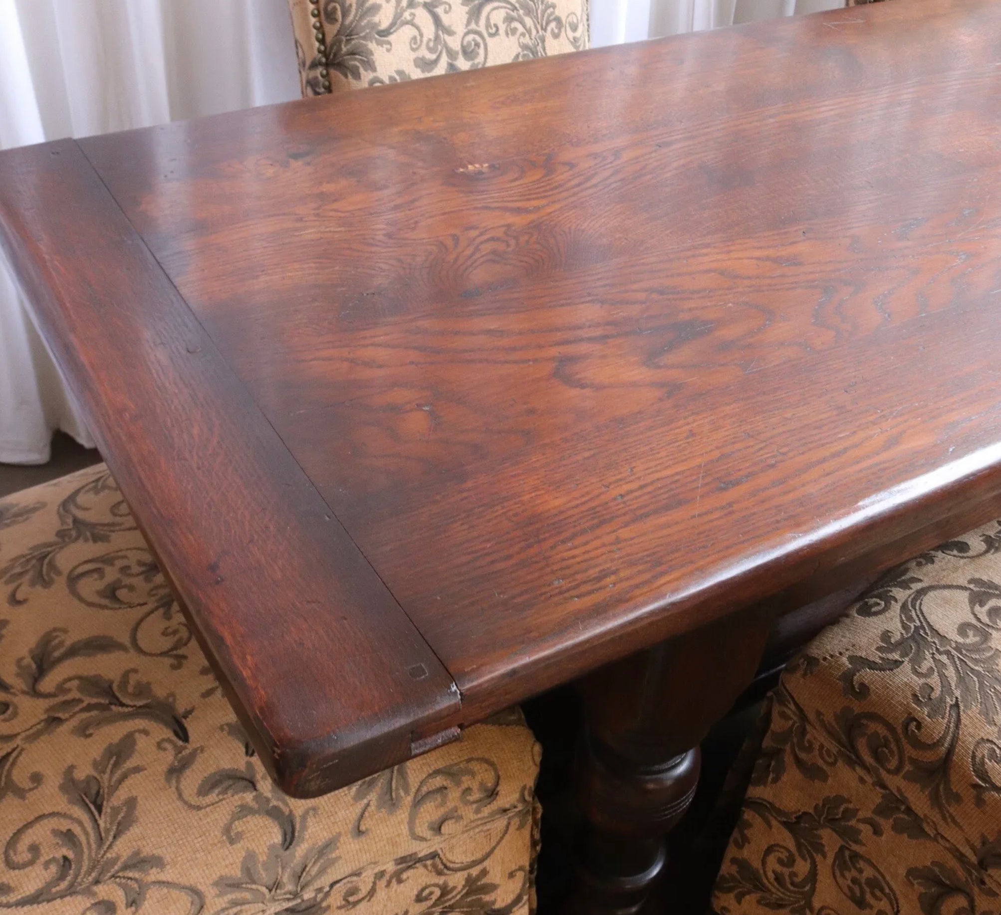 Rustic Vintage Oak Dining Table / Jacobean Style / Solid Refectory Plank Long - teakyfinders