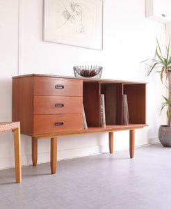 Mid Century Teak Record Vinyl Teak Cabinet Cupboard Sideboard Compact - teakyfinders