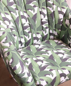 Retro Style Leaf Jungle Print Armchair Cocktail Chair Accent Mcm - teakyfinders