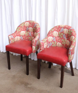 Pair Of Accent Chairs With Vintage William Morris Style Fabric Great Quality - teakyfinders