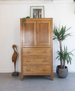 Heals of London Style 1930’s Oak Cupboard With Drawers Bowman Bros - teakyfinders