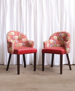 Pair Of Accent Chairs With Vintage William Morris Style Fabric Great Quality - teakyfinders