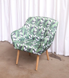 Retro Style Leaf Jungle Print Armchair Cocktail Chair Accent Mcm - teakyfinders