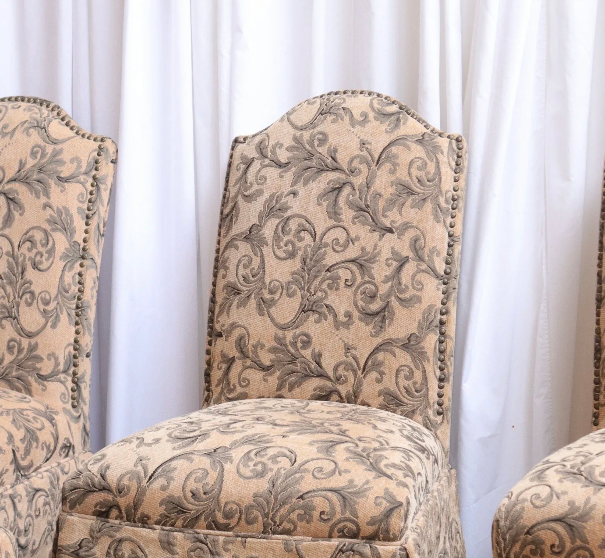 Set of 6 Beautiful Skirted Country House Antique Style Dining Chairs - teakyfinders