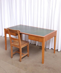 Vintage Military Stamped Two Drawer Oak Desk By Harry Lebus Home Office - teakyfinders