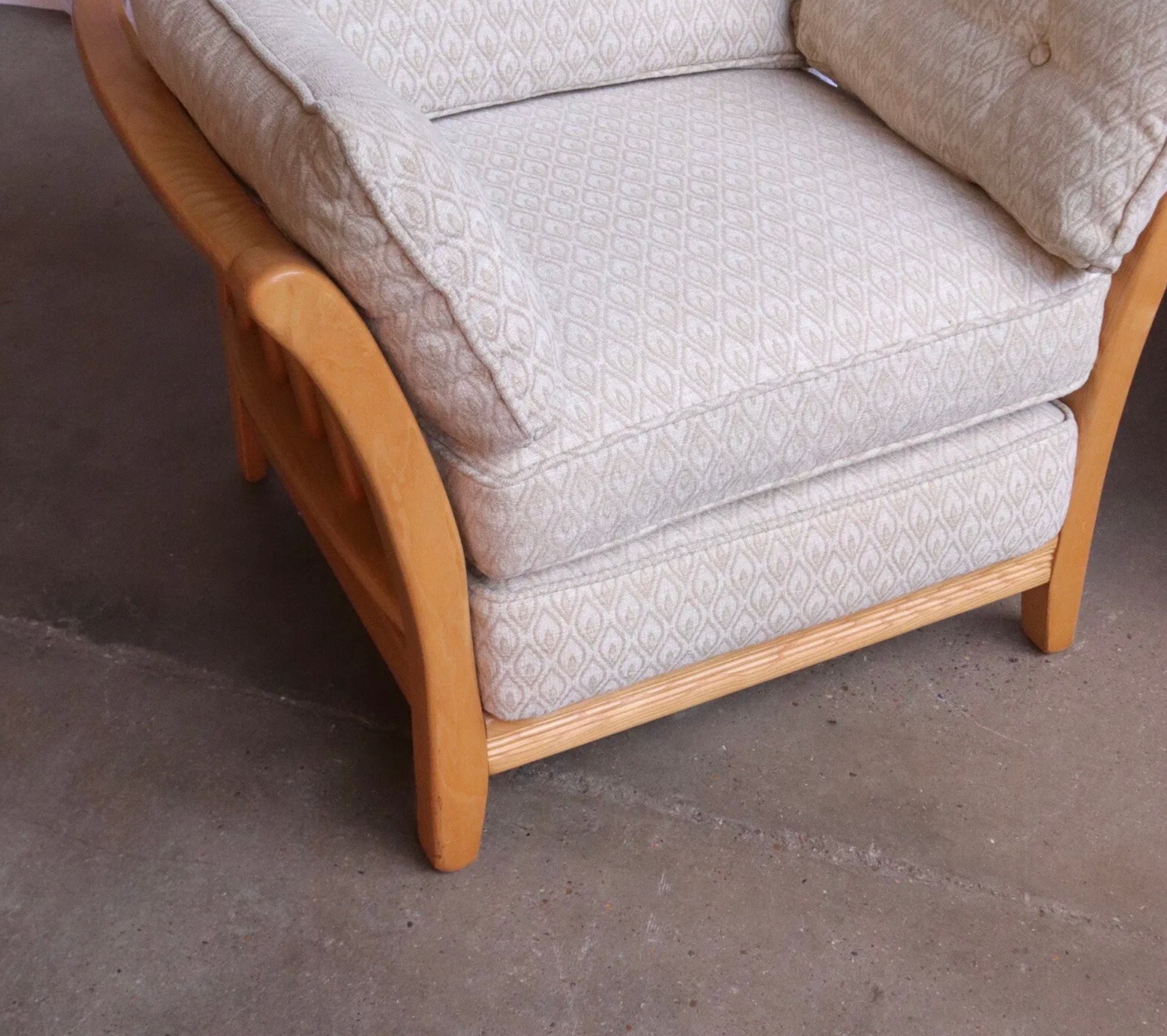 Ercol Style Solid Ash Sofa Seater And Matching Armchair Light Wood Vintage Mcm - teakyfinders