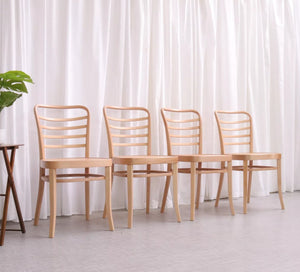 6199 Set of 4 Solid Beech Mid Century Bistro Dining Chairs Sleek Design - teakyfinders