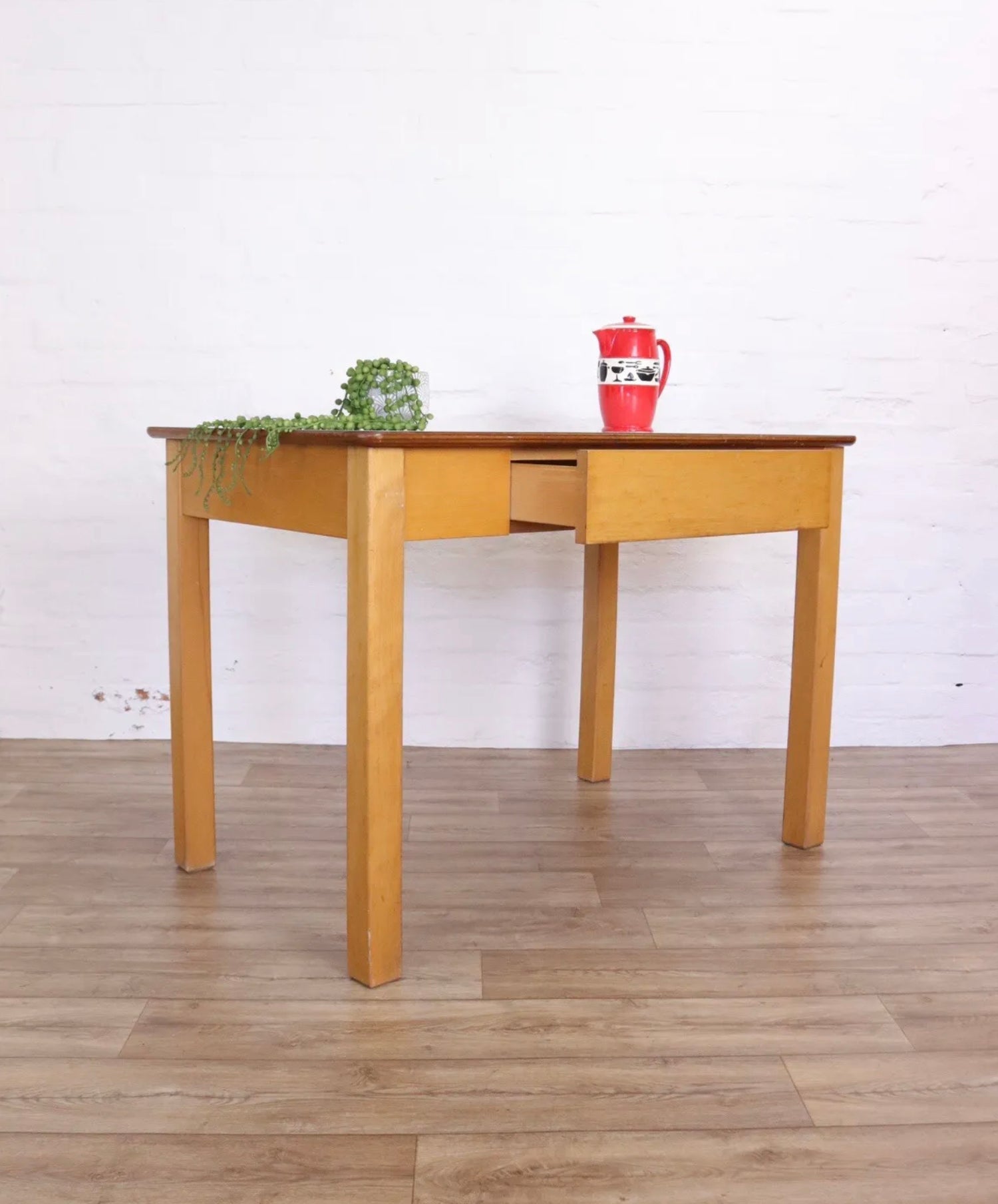 Mid Century Remploy Beech Desk/Table with Drawer Formica Top - teakyfinders