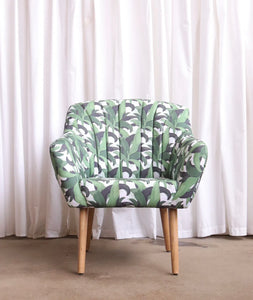 Retro Style Leaf Jungle Print Armchair Cocktail Chair Accent Mcm - teakyfinders