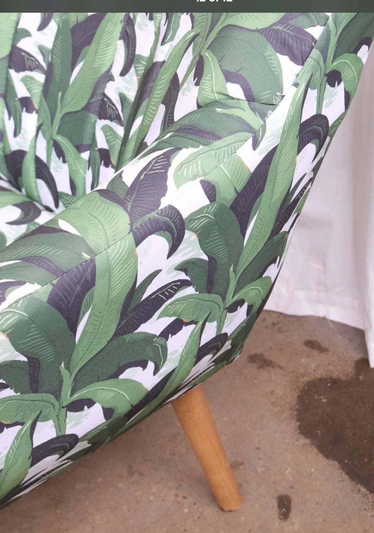 Retro Style Leaf Jungle Print Armchair Cocktail Chair Accent Mcm - teakyfinders