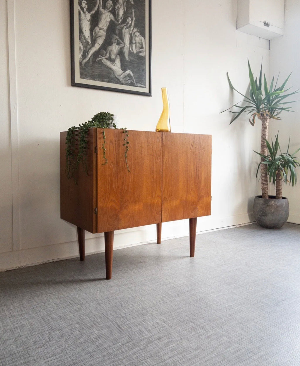 Vintage Compact Danish Teak Sideboard Storage Cupboard Mid Century Retro - teakyfinders